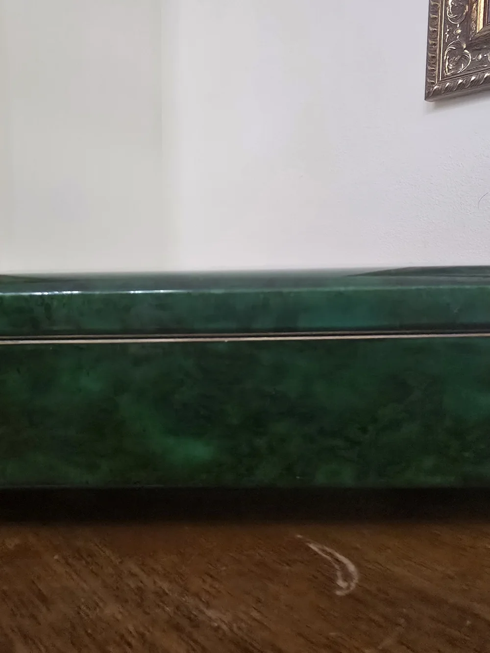 VTG Otagiri Japan Green Lacquerware Malachite Jewelry Trinket Storage Music Box